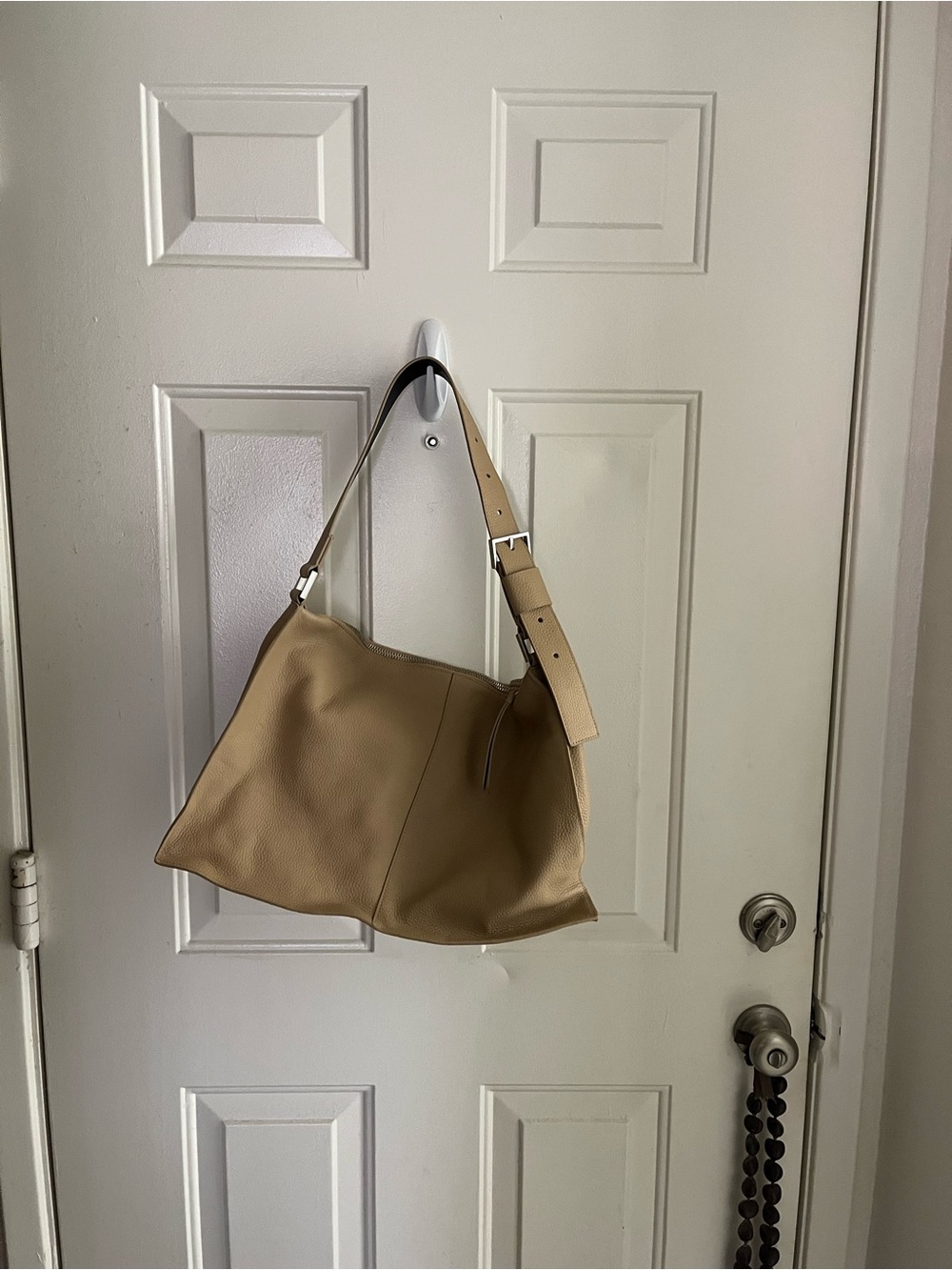 AllSaints Tan Pebbled Leather Hobo Shoulder Bag